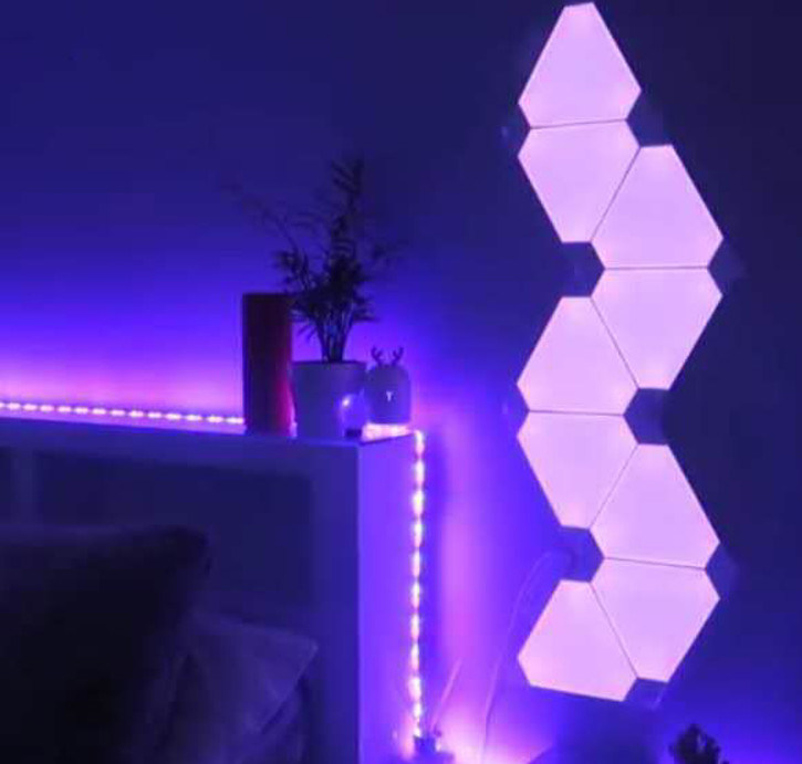 176x153mm RGB Triangle Wall Lights Smart LED Panel Light With Remote Control
